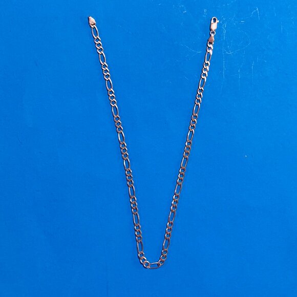 Estate Sale 925 Sterling Silver Vintage Necklace Figaro Links Chain 18" - Picture 3 of 14